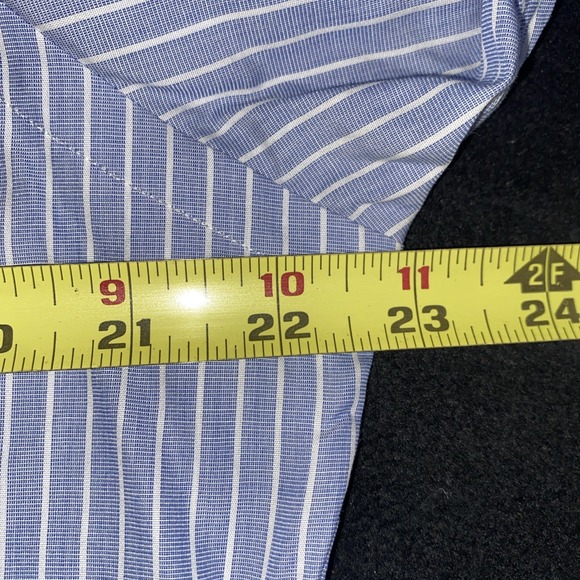 Ralph Lauren Custom Fit Blue White Striped Oxford Shirt Men's 15 1/2 32/33 - Picture 12 of 13